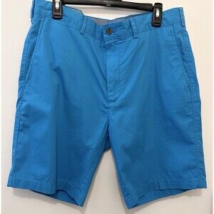 Cremieux Men’s Blue Cotton Shorts Size 35 Flat Front Button Pockets